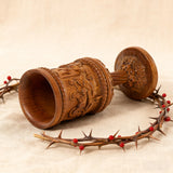 Boxwood "Last Supper" Chalice Hand-Carved Communion Cup | Eternal Symbol of Redemption & Fellowship