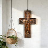 BGCOPPER Savior Jesus Cross - Carved from Natural Wood