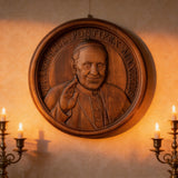 Pope Francis Hand-Carved Beechwood Wall Plaque