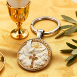 "Divine Blessing" Silver Dove & Cross Keychain – A Symbol of Faith, Peace, and God's Grace