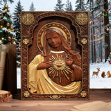 Sacred Heart Wood Carvings: Jesus & Mary, Handcrafted Tokens of Divine Love