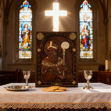 Bgcopper Saint Patrick Wood Carved Icon Religious Gift Wall Hanging Art Work