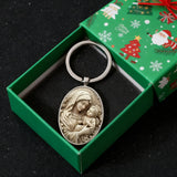 Madonna & Child Oval Alloy Glass Keychain