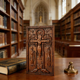 Hand-Carved Crucifix Wood Plaque: A Sacred Tribute to Redemption