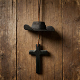 Cowboy Hat & Cross Car Charm: Faith Meets Western Spirit