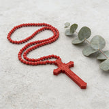 8mm Wooden Bead Rosary Necklace | Catholic Devotional Jewelry