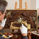 Krippe Holz geschnitzte Plakette, religiöses Wand dekor, Weihnachts geschenk