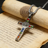 Gemstone St. Benedict Cross Necklace: Wear Protection & Faith With Radiance