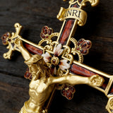 Hand-Painted Metal Jesus Christ Crucifix: Sacred Home Decor - product view