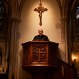 Wood Carving of Jesus Cross with St. Benedict's Exorcism