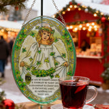 "Shamrock Angel" Stained Glass Suncatcher – A Blessing of Protection & Joy