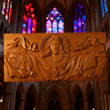 Trinity of Grace” Hand-Carved Jesus & Holy Spirit Wood Wall Art – 22.75