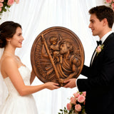 St.Christopher Christian Wood Carving Plaque/The patron saint of travelers