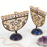 Hand-Painted Enamel Menorah (9-Branch Candelabra) - Christian gift presentation