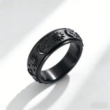 Sun, Moon & Stars Rotating Fidget Ring | Celestial Anxiety Relief Jewelry