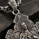 Keep His Sacred Heart Close to Yours – S925 Sterling Silver Jesus Cross Necklace