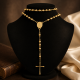 Gold Plated Stainless Steel Miraculous Medal Rosary Necklace
