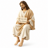 I Am with You Always Seated Jesus Figurine – Christian Faith Reminder Decor