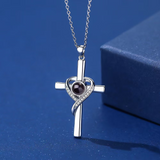 S925K Silver Cross Necklace: Faith and Romance Converge in Light and Shadow