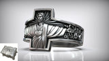 S925K Silver Jesus Guardian Cross Sacred Heart of Jesus Ring - BGCOPPER