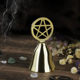 Pentagram Brass Hand Bells Metal Altar Bells Ceremonial Ornament Restaurant Bells Call Reminder Bells - BGCOPPER