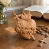 Holy Family Three Sacred Hearts Wooden Wall Decoration - design detail