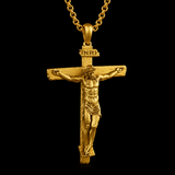 S925K Sandblasted Silver Jesus Crucifix Pendant