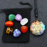 Metatron Colorful Irregular Natural Stone Yoga Stone Colorful Stone Pendant Set Crushed Stone Resin Necklace - BGCOPPER
