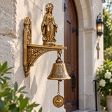Our Lady of Grace Wall Bell – Antique Gold Marian Door Blessing Decor