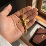 S925K Sandblasted Silver Jesus Crucifix Pendant