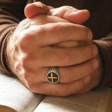 Vintage Cross Signet Ring, Religious Faith Men’s Ring