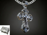 Jesus Virgin Mary Trinity Double Sided Engraved S925K Silver Cross Necklace - BGCOPPER