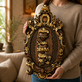 Three Sacred Hearts of the Holy Family Wall Hanging Art work Personalized Religious Gift wooden decor - product view