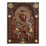 Our Lady of Sorrows Wooden Wall Decor - Our Lady of the Seven Arrows Softens the Heart of Evil - BGCOPPER