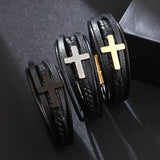 Handmade personalized cross bracelet in high quality leather - BGCOPPER