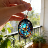 Stained Glass Butterfly Oval Pendant Necklace: A Symbol of Transformation and Radiance
