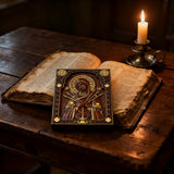 Our Lady of Sorrows Wooden Wall Decor - Our Lady of the Seven Arrows Softens the Heart of Evil - size and finish detail