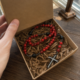 African Pine Tiger Eye Rosary Necklace - craftsmanship detail