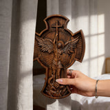 Archangel Michael Solid wood carving gift - Hand carved from a whole piece of wood