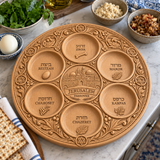 Jerusalem Passover Seder Plate – Hand-Carved Beechwood Judaica for Pesach