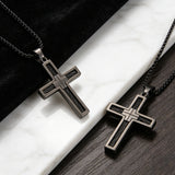 Modern Cable Wire Inlay Cross Pendant Necklace