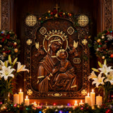 Our Lady of Perpetual Help Wood Art - Hand-Carved Catholic Gift - Mother Mary Comfort Figure