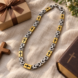 Men’s Christian Cross Link Necklace & Bracelet – 316L Titanium Steel Faith Jewelry