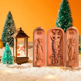 Hand-carved Portable Church - Mini Christian Ascension scene Triptych Altar - BGCOPPER