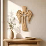Ascension of Jesus Angel Wing Cross – Hand-Carved Beechwood Wall Decor