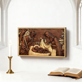 Krippe Holz geschnitzte Plakette, religiöses Wand dekor, Weihnachts geschenk