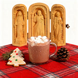 Hand-Carved Travel Triptych Altar: The Holy Family at Your Side