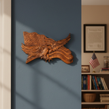 Eagle & Flag Wood Wall Plaque - Handcrafted American Heritage Tribute