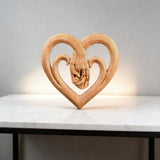 12-inch heart-shaped wood carving: carving time in the name of love