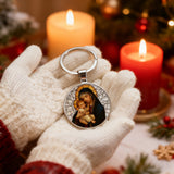 “Our Lady & Child” Stained Glass Style Keychain – A Daily Reminder of Maternal Grace